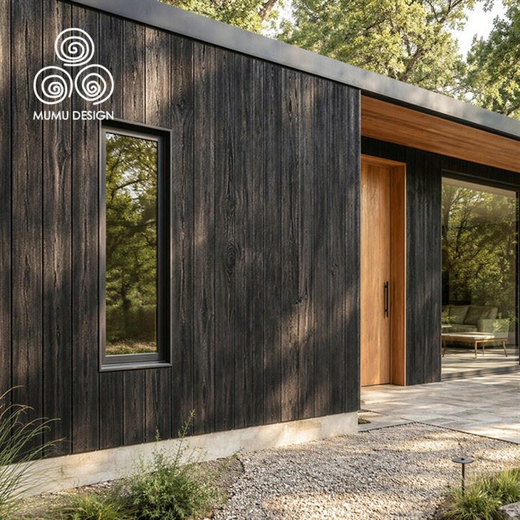 Black Textured Shou Sugi Ban Cladding For Modern Entrances Black Textured Shou Sugi Ban Cladding For Modern Entrances